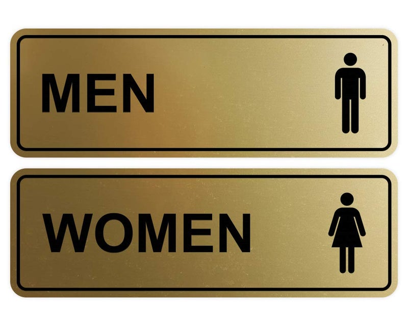 All Quality Standard Men Women Restroom Sign - Brushed Gold - Small 1 Set (2 pcs) - Image 1